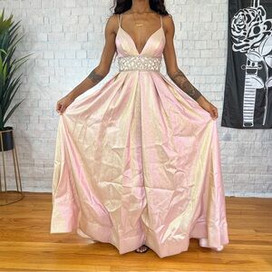 Dave & Johnny Pink Iridescent Prom Dress / Formal Gown